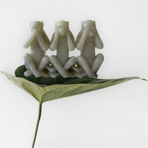 Chinese Craved Soapstone See No Evil-Speak No Evil- Hear No Evil Monkeys